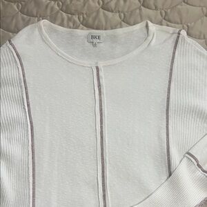 BKE Cream Long Sleeve with Brown Accents